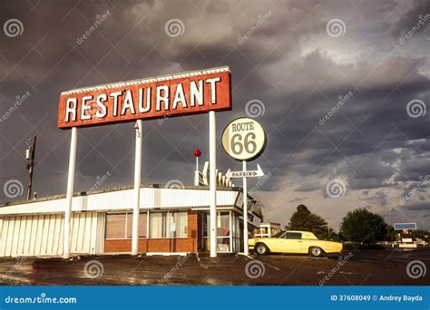 Restaurant Sign Along Route 66 Stock Image - Image of antique ...