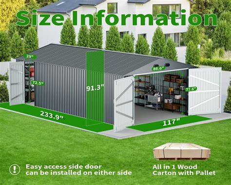 ANTSKU 10x20 FT Outdoor Storage Shed, Metal Garage Shed India | Ubuy