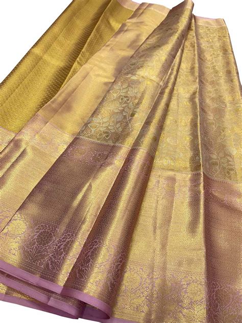 Exquisite Golden Kanjeevaram Handloom Silk Saree - Pure Elegance