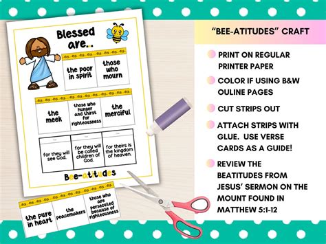 Printable Beatitudes Bible Craft for Kids, Beatitude Craft, Christian ...