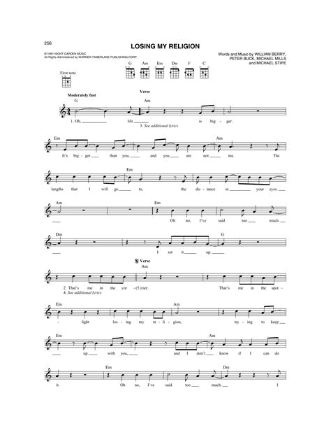 Losing My Religion by R.E.M. Sheet Music for Mandolin at Sheet Music Direct