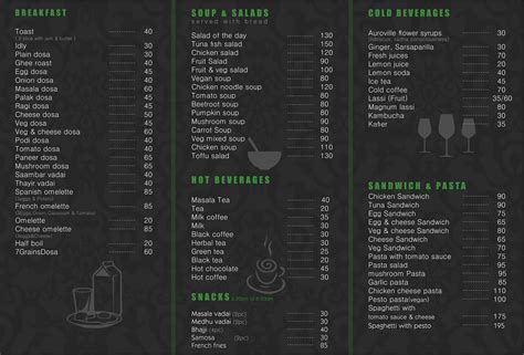 Menu at The Banyan Restaurant, India