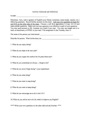 Short Story With Gerunds And Infinitives Pdf - Fill Online, Printable ...