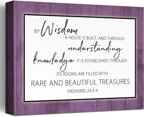 Christian Religious Canvas Wall Art,Proverbs 24 3-4 Wall Art,By Wisdom ...