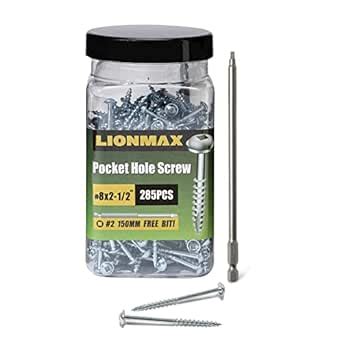 LIONMAX Pocket Wood Screws #8 x 2-1/2", Interior Wood Screws 285PCS ...