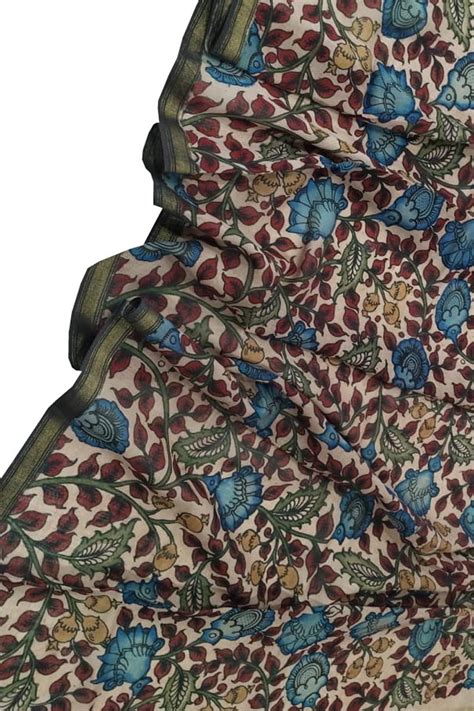 Hand Painted Multicolor Kalamkari Silk Dupatta