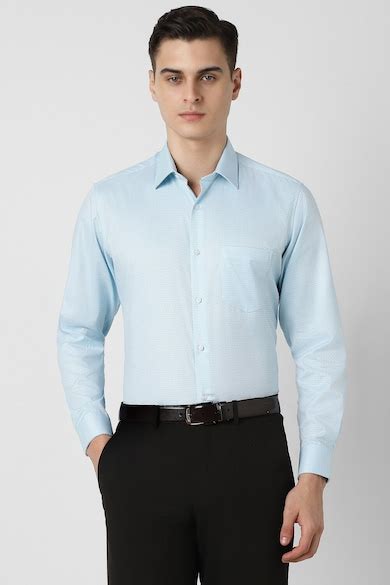 Buy Men Blue Regular Fit Print Full Sleeves Formal Shirt Online ...