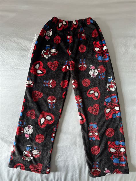 Hellokitty Spiderman Plush Pajama Pants Soft Fluffy Fleece Warm Pjs Bo ...