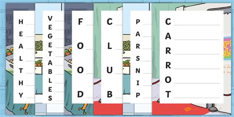 Carrot Club Acrostic Worksheets - Eat Healthy Poems