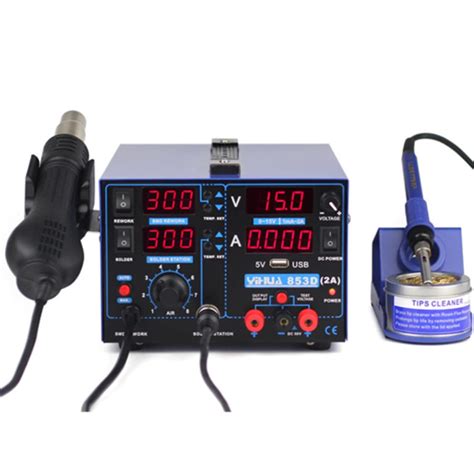 Buy Hot Air Rework Station 853D 2A USB SMD Electric Desoldering Welding ...