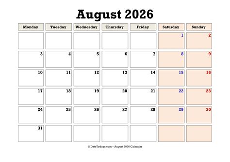 Year 2026 Calendar - Date Today's