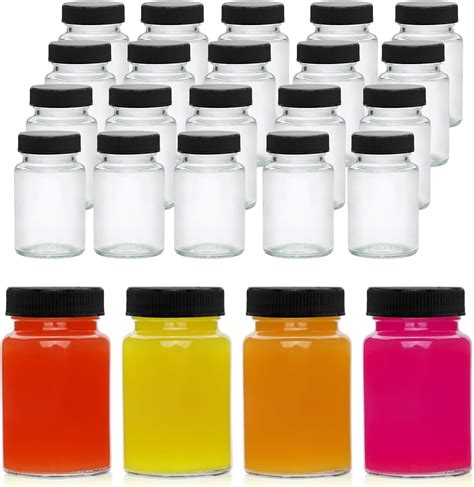 Amazon.com: 15 Pack 2 oz Glass Shot Mini Bottles w/ Black Lids & 15 ...