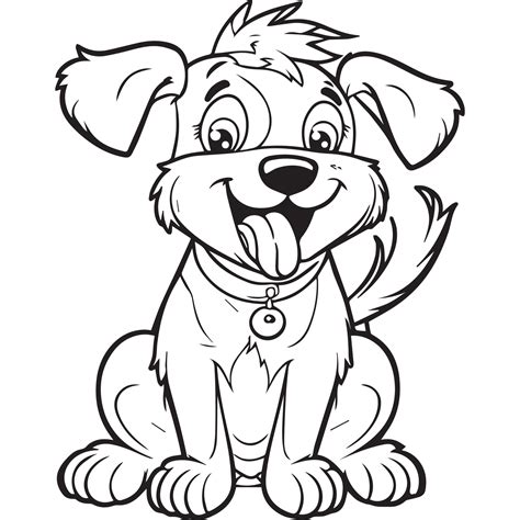Cute happy cartoon dog illustration. Vector outline for of cute pet ...