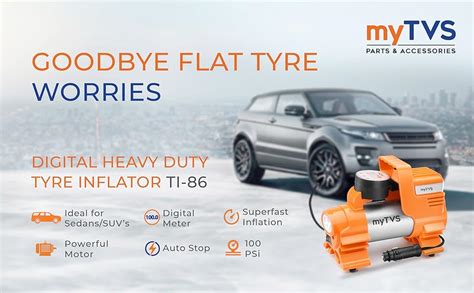 myTVS Car Tyre Inflator | 100 Psi, 12V DC | Air Pump for Car tyre ...