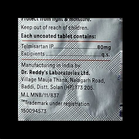 TELSARTAN 80MG TABLET 15'S Price, Uses, Side Effects & Substitutes ...