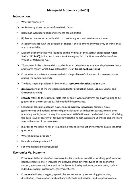 Managerial Economics (September 2023) - Managerial Economics (HS-401 ...