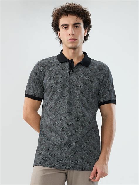 Colorplus Men Black Regular Fit Print Polo Neck Collar T-shirt – MyRaymond