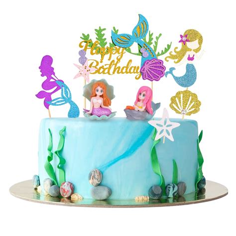 HESIA Glitter Mermaid Cake Toppers with Figurines - India | Ubuy