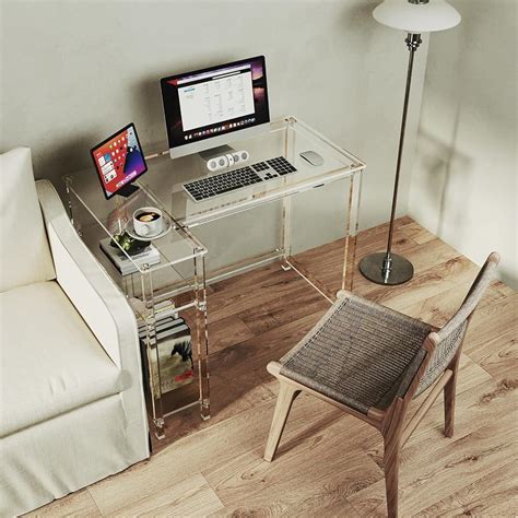 Eglaf Acrylic L-Shaped Desk - Clear Desk with India | Ubuy