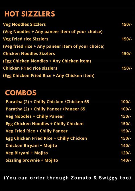 Menu at Bites, Bhubaneswar, up school