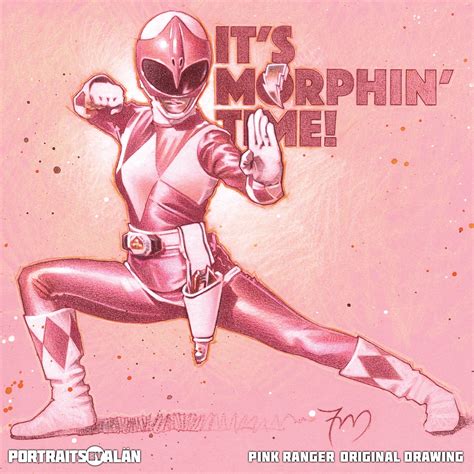 The Pink Ranger - Original Portrait Drawing of Catherine Sutherland as ...