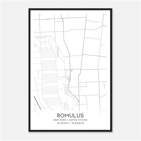 Romulus New York Map Poster, Modern Home Decor Wall Art Print - Custom ...