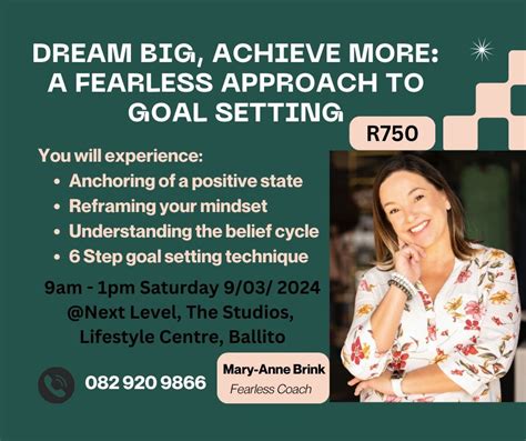 Fearless Goal Setting Workshop, Next Level, The Studios, Lifestyle ...