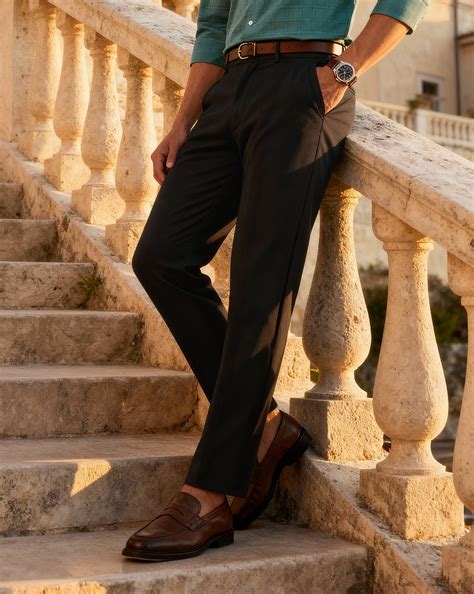 Buy Men’s Black Stretch Tailored Chino Pants Vesper Black – Vahro