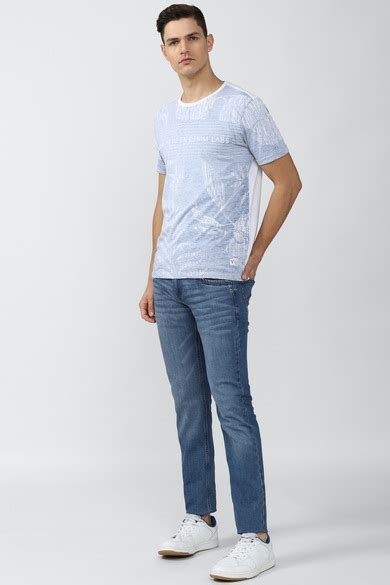 Buy Men Blue Mid Wash Slim Fit Jeans Online - 741496 | Van Heusen