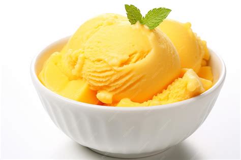 Premium AI Image | Mango Sorbet Ice Cream Isolated on White Background