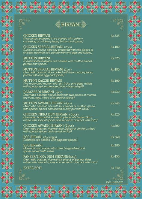 India Restaurant | Menu Page