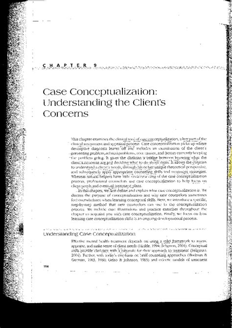 Models of Case Conceptualization: Understanding Client Concerns (CH 9 ...