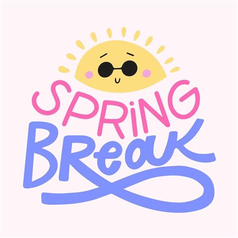 Spring Break Schriftzug Konzept mit Sonne | Kostenlose Vektor