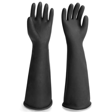 Black Rubber Gloves Extra Large, 22" Long Chemical Resistant Gloves ...