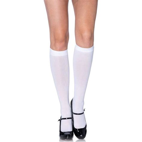 Opaque Knee High Socks - White - Janet's Closet