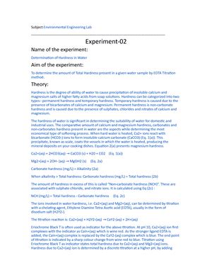 Experiment 1 (Determination of TS, TDS and TSS in Water) - Subject ...