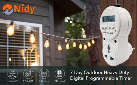 Nidy® 7 Days Smart Digital Programmable Outlet Heavy Duty Timer with ...