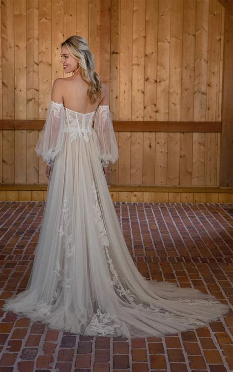 Wedding Dress with Off-the-Shoulder Sleeves | True Society Bridal