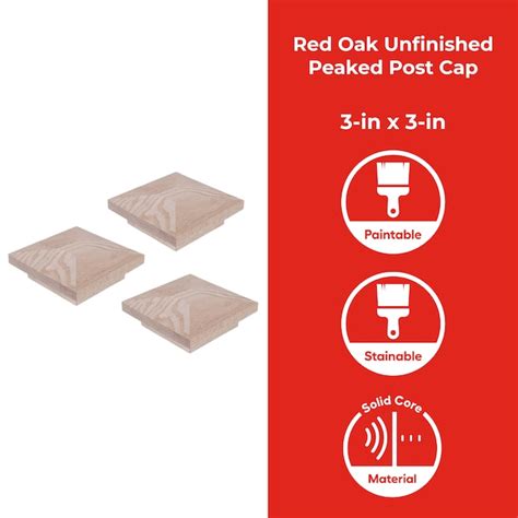 RELIABILT 3-in x 3-in Unfinished Red oak Classic Stair Newel Post Cap 3 ...