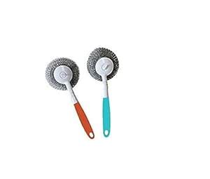 KSR Kitchen Cleaning Brush with Handle and Stainless Steel Scourer ...