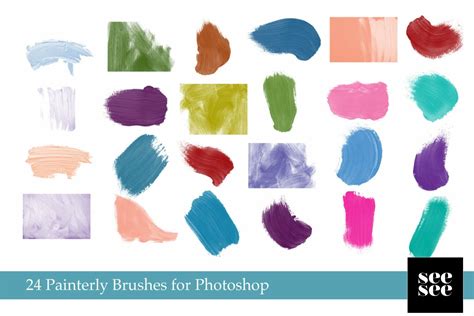 24 Painterly PSD Brushes – MasterBundles