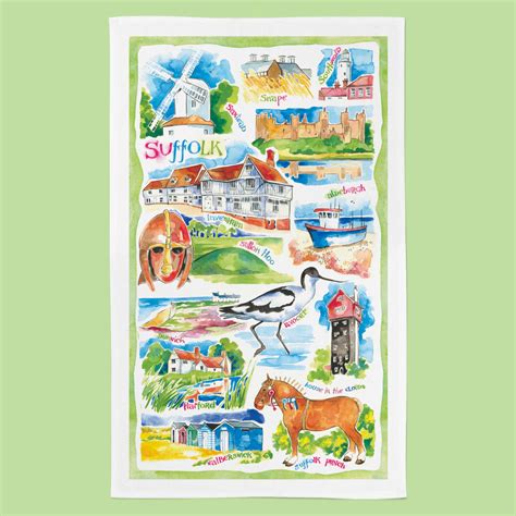 Suffolk Tea Towel (Essence) - Watercolour Britain