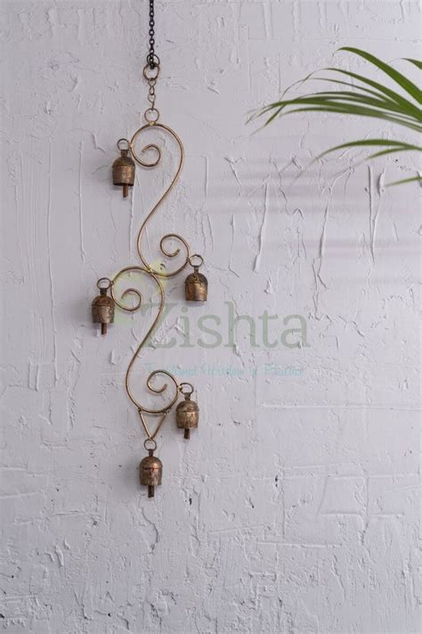 Copper Coated Iron Chimes – Handcrafted 5 Bells for Home Décor
