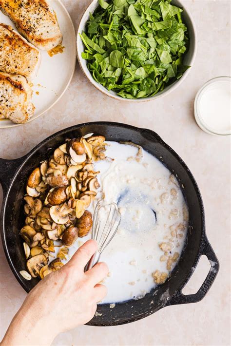 Lightened Up Creamy Garlic Pork Chops - The Balanced Nutritionist