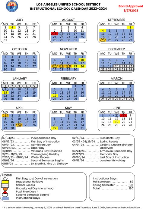 Lausd School Calendar 2425