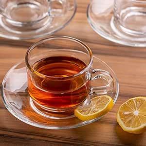 Be Benign (Pack of 12) Roma Glass Tea Cup & Saucer Set, Clear Cups, 180 ...