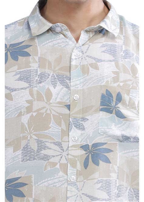 Tusok Olive Patch Floral Pattern Short Sleeve Printed Shirts