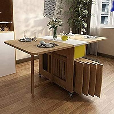 Buy FoeZoe Foldable Kitchen Table, Collapsible Rolling Wood Folding ...