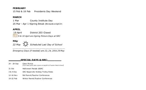 SRC Calendar - School Readiness Center