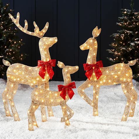 Best Choice Products 4ft 3-Piece 2D Lighted Christmas Deer Family Set ...